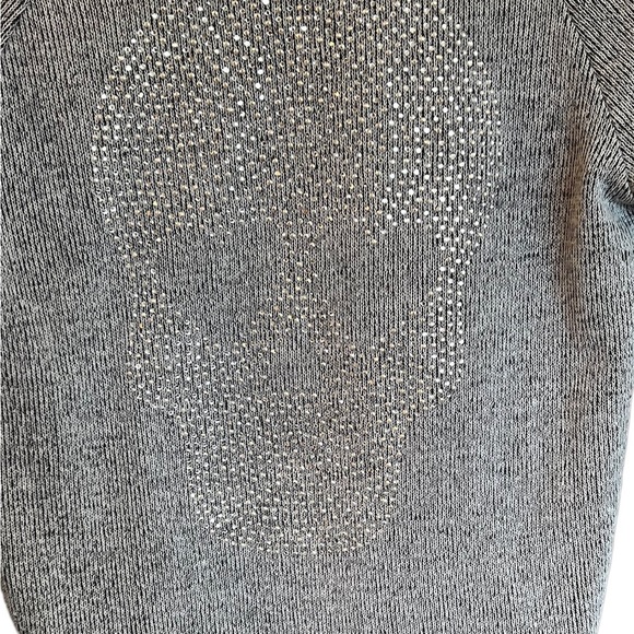 Victoria’s Secret PINK Rhinestone Skull low Scoop Back Sweater grey size XS Rare - Picture 3 of 11